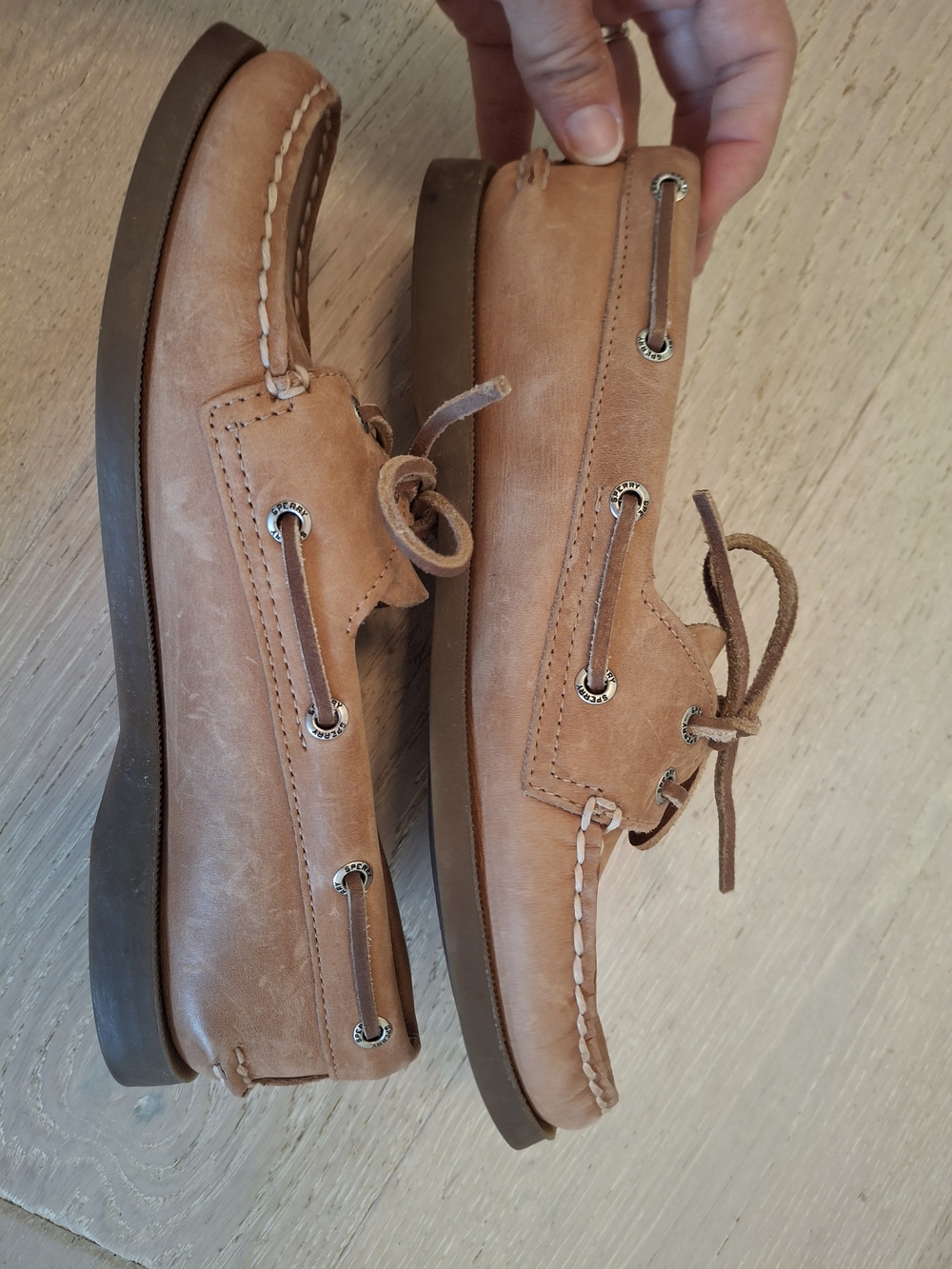 Womens Sperry Tan Leather Boat Shoes - Picture 5 of 6